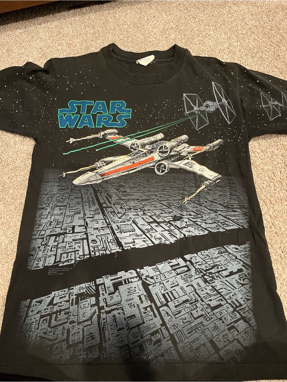 Star Wars Black Tee with Blue and Green Logo Accents
